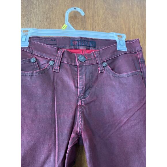 (2) Rock & Republic Women’s Berlin Pants Jeans Waxy Shiny Red Sz4 & Brown Sz6 - Picture 7 of 12